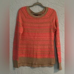 American Eagle Coral and Tan Women's Sweater